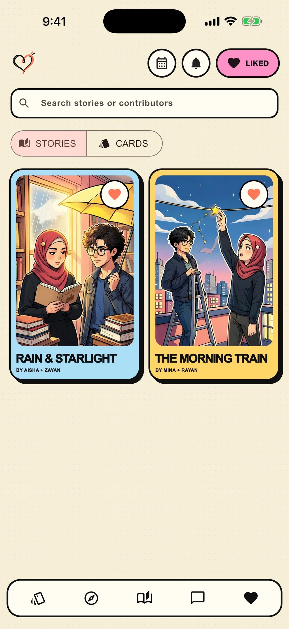 Liked cards in Lovii