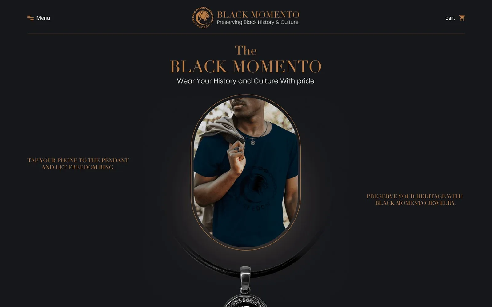 The Black Momento online store, built by Victor Studios